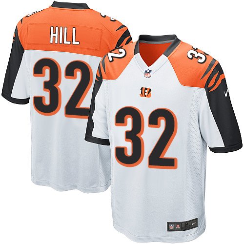 Men's Game Jeremy Hill Nike Jersey White Road - #32 NFL Cincinnati Bengals